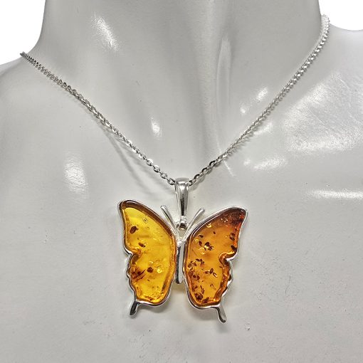 Cognac Sterling Silver Butterfly Pendant - Image 2
