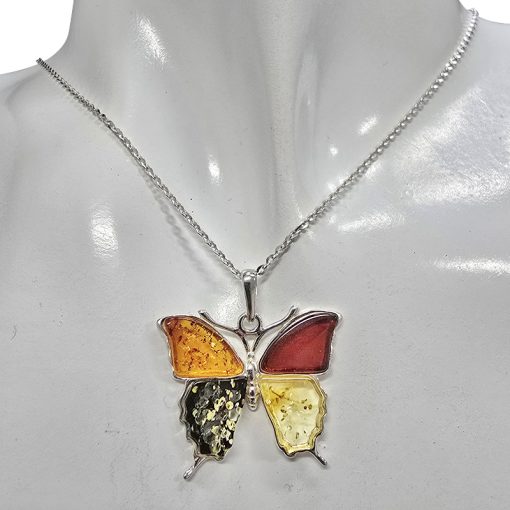 Multicolor Amber Butterfly Pendant - Image 2