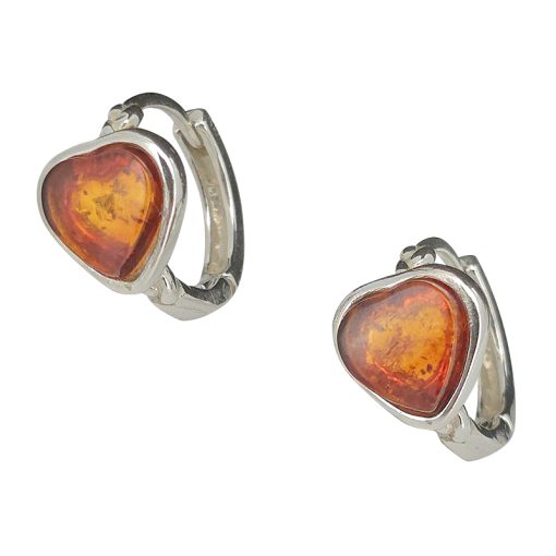 Heart Cognac Amber Hoop Earrings