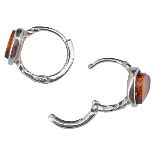 Heart Cognac Amber Mini Hoop Earrings - Image 3
