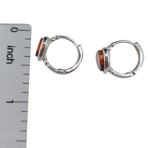 Heart Cognac Amber Mini Hoop Earrings - Image 4