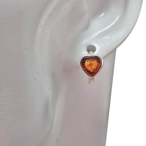 Heart Cognac Amber Mini Hoop Earrings - Image 2