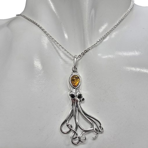 Octopus Cognac Amber Pendant - Image 2