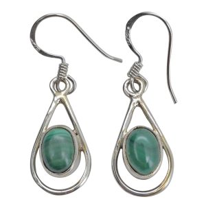 Malachite  Sterling Silver Earrings On Hooks