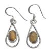 Tiger Eye Sterling Silver Earrings On Hooks