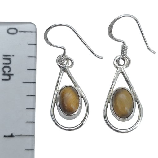 Tiger Eye Sterling Silver Earrings On Hooks