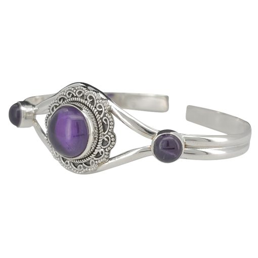 Amethyst Sterling Silver Cuff Bracelet