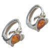 Amber Sterling Silver Turtle Hooks Earrings