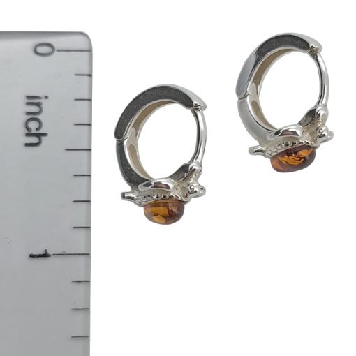 Amber Sterling Silver Turtle Hooks Earrings