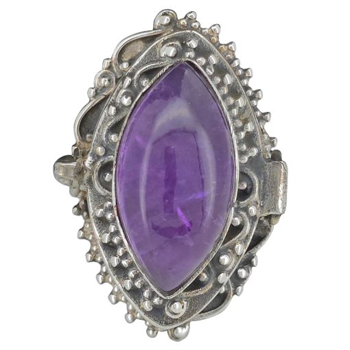 Amethyst Sterling Silver Locket / Poison Ring