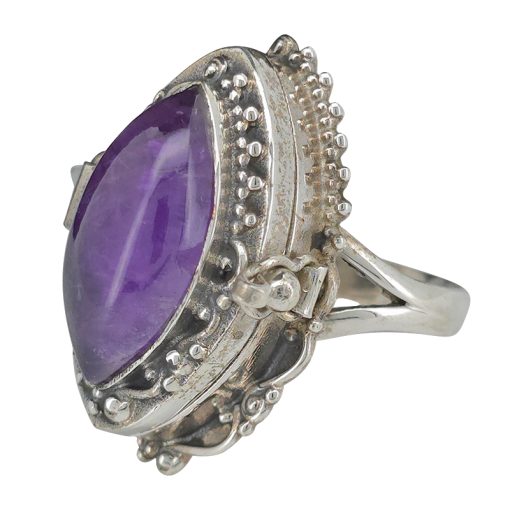 Amethyst Sterling Silver Locket / Poison Ring