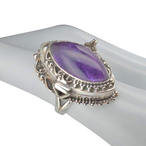 Amethyst Sterling Silver Locket / Poison Ring - Image 2