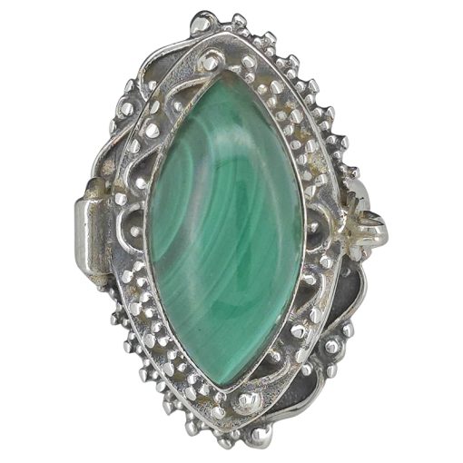 Malachite Sterling Silver Locket / Poison Ring