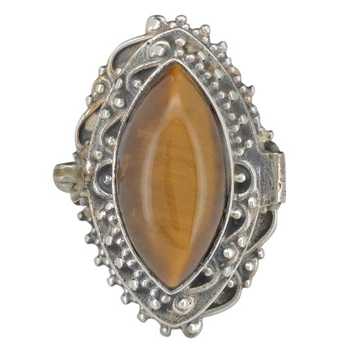 Tiger Eye Sterling Silver Locket / Poison Ring - Image 3