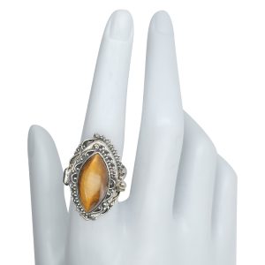 Tiger Eye Sterling Silver Locket / Poison Ring