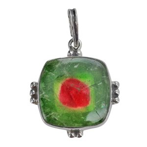 Watermelon Tourmaline Sterling Silver Pendant