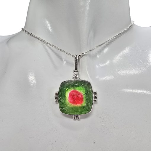 Watermelon Tourmaline Sterling Silver Pendant - Image 2