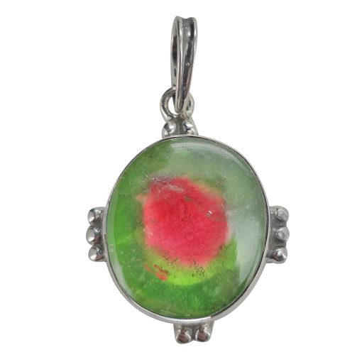 Watermelon Tourmaline Sterling Silver Pendant