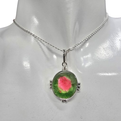 Watermelon Tourmaline Sterling Silver Pendant - Image 2