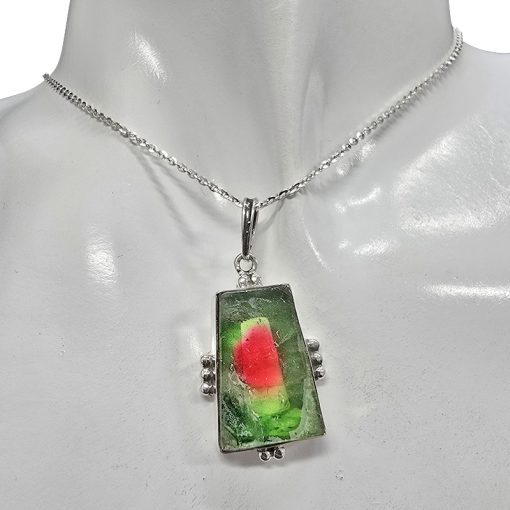 Watermelon Tourmaline Sterling Silver Pendant - Image 2
