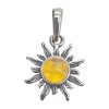 Citrine Amber Sterling Silver Sun Pendant