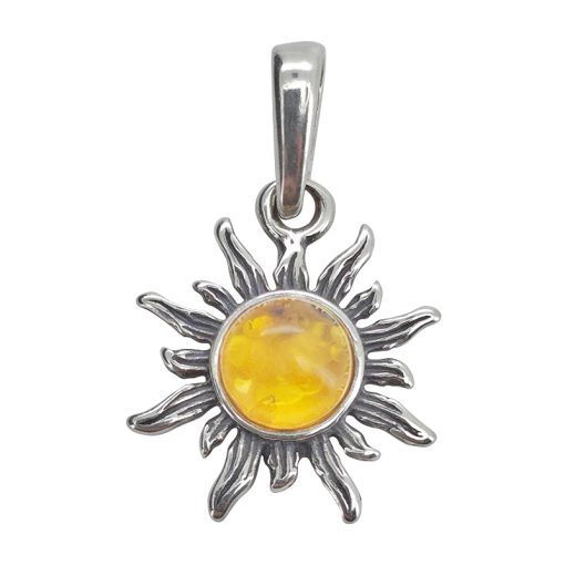 Citrine Amber Sterling Silver Sun Pendant