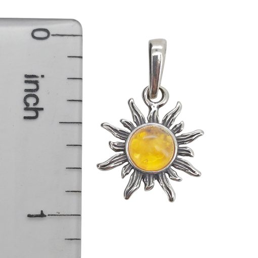 Citrine Amber Sterling Silver Sun Pendant - Image 3