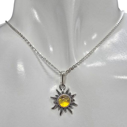 Citrine Amber Sterling Silver Sun Pendant - Image 2