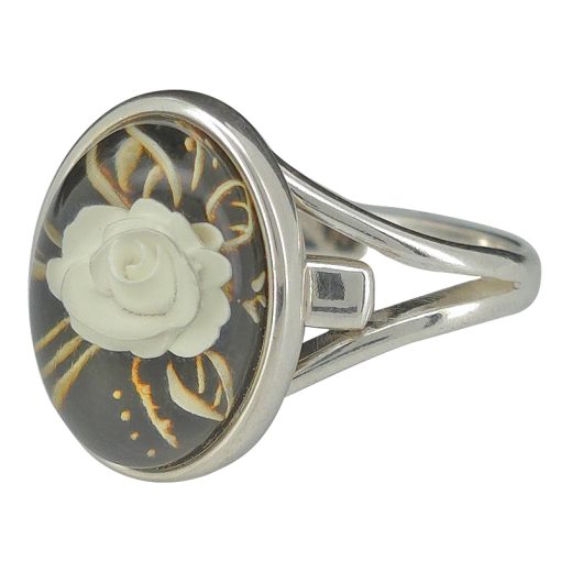 Rose Cameo Amber Adjustable Ring - Image 3