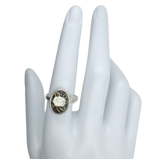 Rose Cameo Amber Adjustable Ring - Image 4
