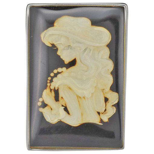 Amber Cameo Adjustable Ring With Lady Design - Image 3