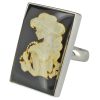 Amber Cameo Adjustable Ring With Lady Design