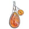 Cognac Amber Sterling Silver Pendant