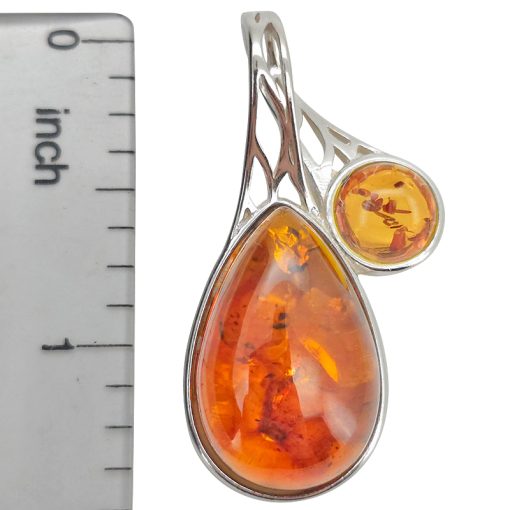 Cognac Amber Sterling Silver Pendant - Image 4