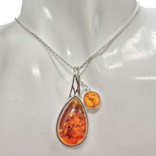 Cognac Amber Sterling Silver Pendant - Image 2