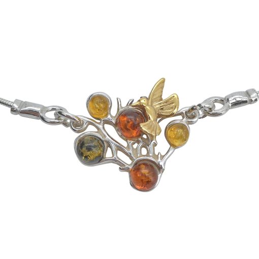 Amber Sterling Silver Hummingbird in Branches Necklace - Image 2