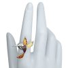 Multi-Color Amber Sterling Silver Hummingbird Adjustable Ring