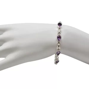 Alternative view of Amethyst Stones Sterling Silver Link Bracelet
