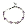 Amethyst Stones Sterling Silver Link Bracelet