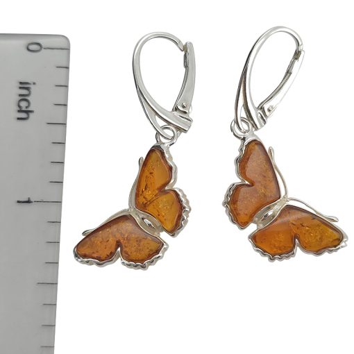 Cognac Amber Sterling Silver Earrings On Hooks