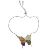 Multi-Color Amber Sterling Silver Butterfly Slider/Adjustable Bracelet