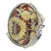 Sunflower Amber Cameo Adjustable Ring