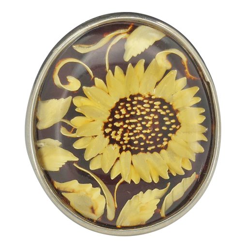 Sunflower Amber Cameo Adjustable Ring - Image 2