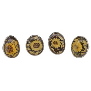 Sunflower Amber Cameo Adjustable Ring