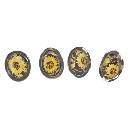 Sunflower Cameo Amber Adjustable Ring - Image 3