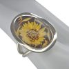 Sunflower Cameo Amber Adjustable Ring
