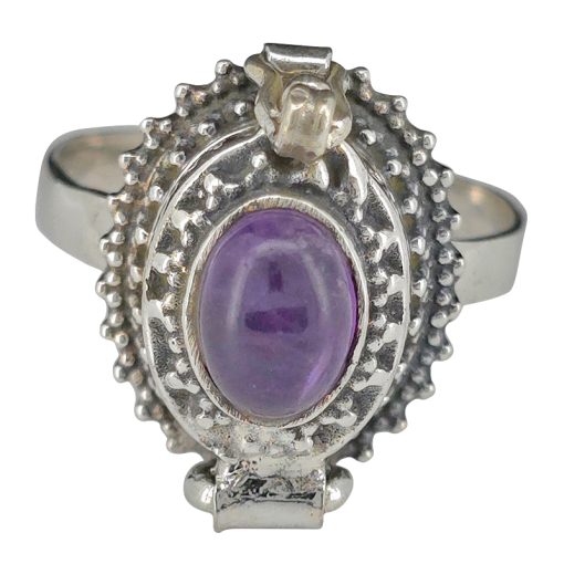 Amethyst Sterling Silver Locket Ring