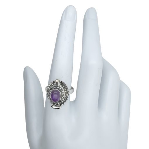 Amethyst Sterling Silver Locket Ring - Image 3