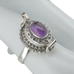 Amethyst Sterling Silver Locket Ring