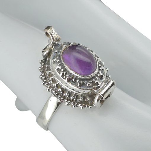 Amethyst Sterling Silver Locket Ring